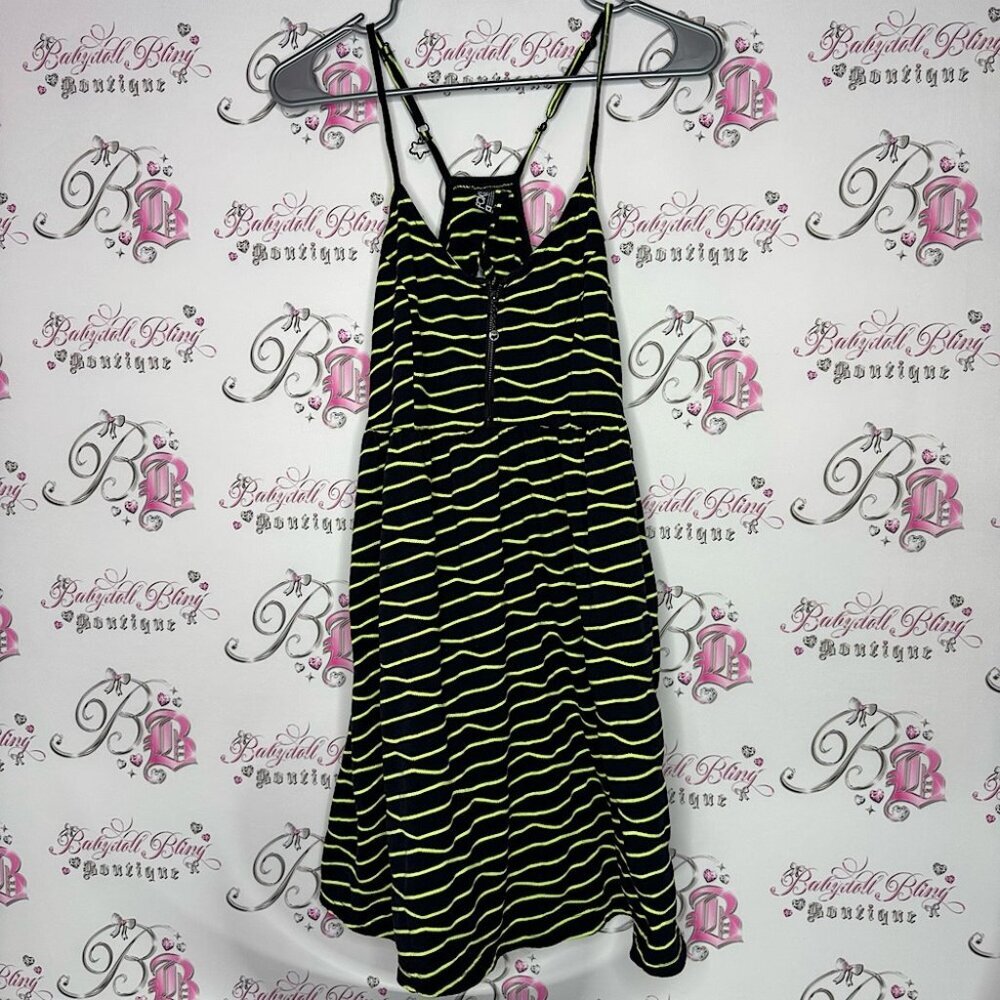 FOX racing dress striped black green lime metal logo accents fox head zipper zip
